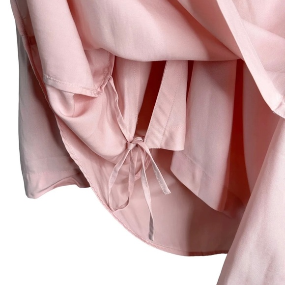 Ali Miles Wrap Blouse Asymmetric Buttons Roll Tab Sleeves Pink Size Large - Picture 4 of 11